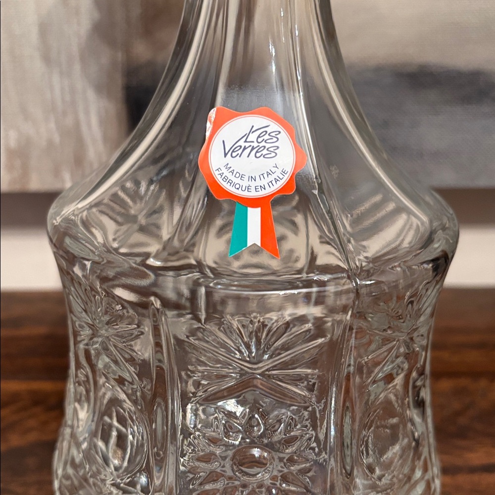 Vintage  Les Verres Italian Mid-Century Pressed Glass Decanter - Picture 2 of 8